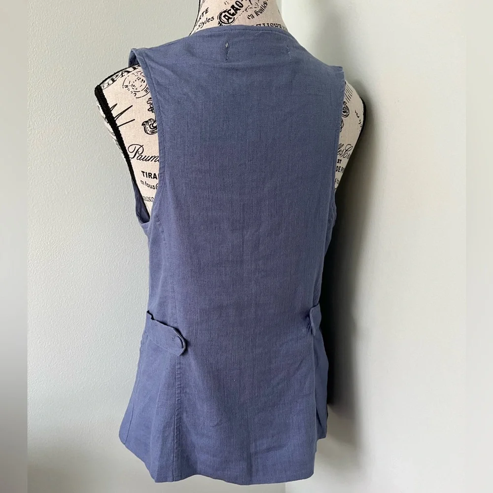 Free People Chic Blue Button-Front Top - Picture 11 of 12